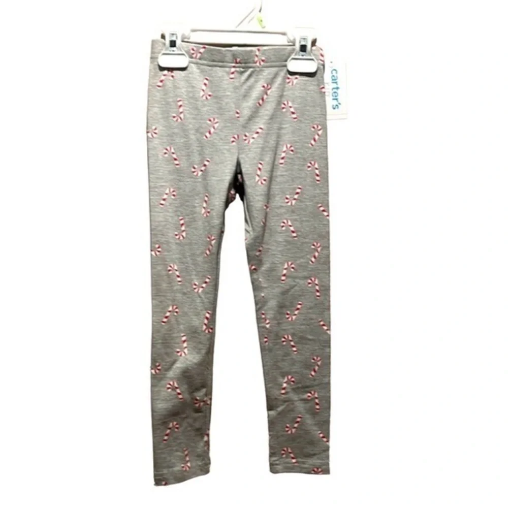 New Carter’s Kid Girls Candy Cane Christmas Leggings Size 4 NWT